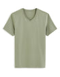 Stretch Cotton V - Neck T-Shirt - Khaki - Runner