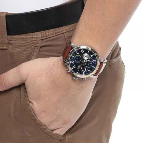 Tommy Hilfiger Men's Blue Dial Leather Band Watch - 1791137 TTM32 - Runner