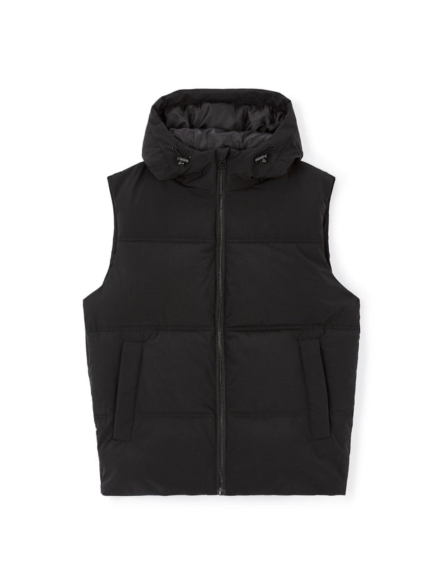 Warm sleeveless hooded down jacket - black - Runner